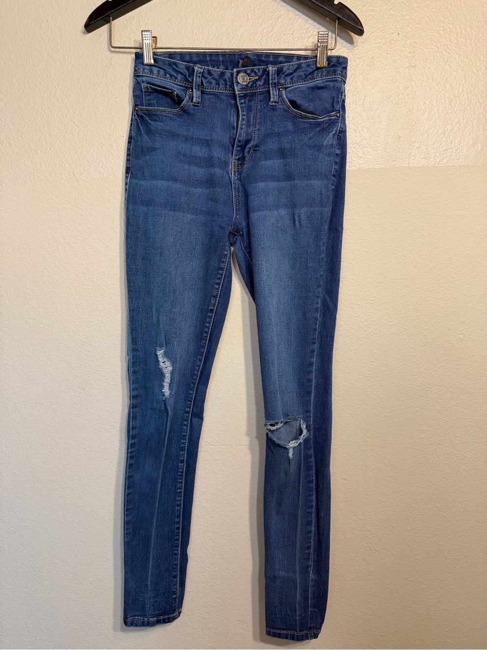 YMI Women’s Dark Blue Distressed Skinny Jeans